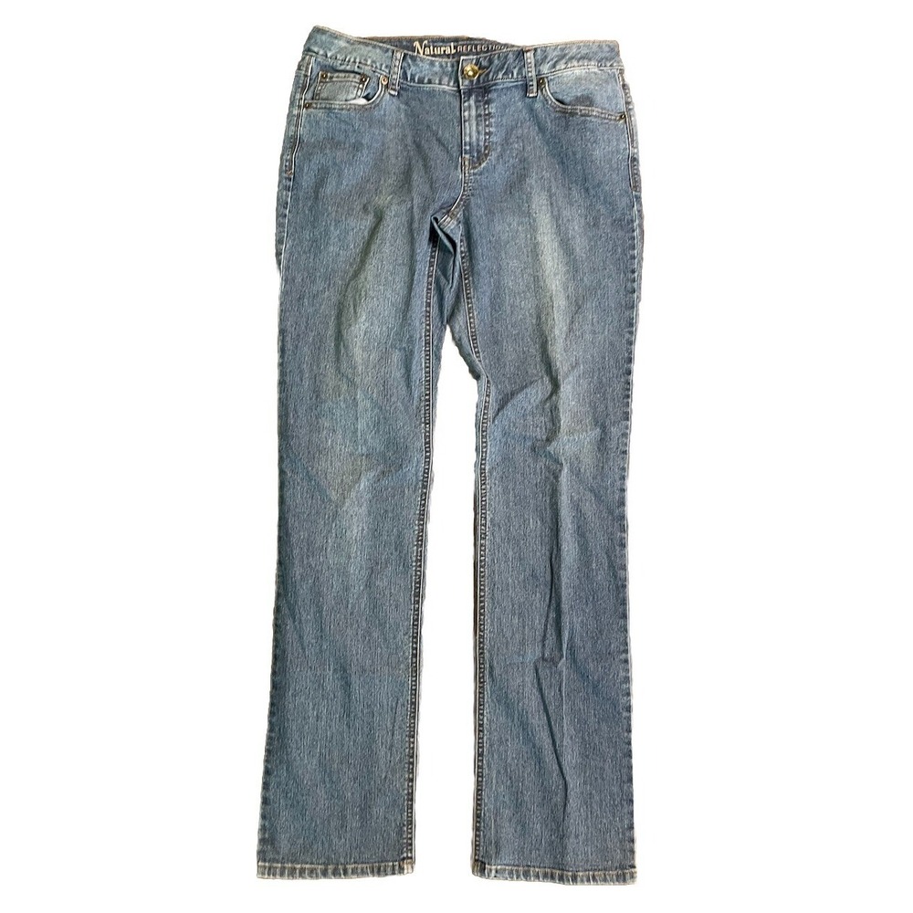 Natural Reflections Jeans Women's Blue Medium‎ Wash Straight Leg Jeans 10 Tall